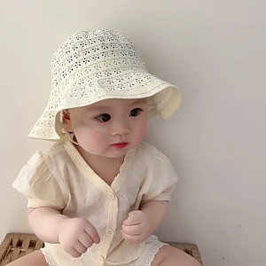 Baby Fisherman Hat Trend Hollowed Summer Sunhat Travel Beach Caps Wide Brimmed Girls Bucket Caps for Beach Vacation