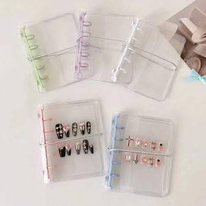 EXCES DIY Nails Album False Nails Display Board Transparent PVC Card Cover Korean Nails Display Protector Nail Practice Board Space Saving Fake Nail Storage Frame Girls Gift