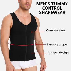 Mens Neoprene Zipper Fitness Tank Top Abdominal Muscle Shirt Waist Trainer Sports Vest