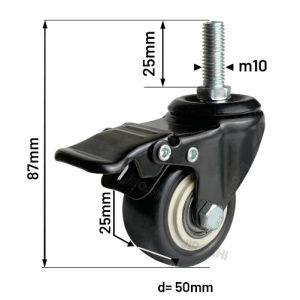[HCM] Bánh xe đen đầu vít chịu lực đủ kích thước M8 và M10 -Randy