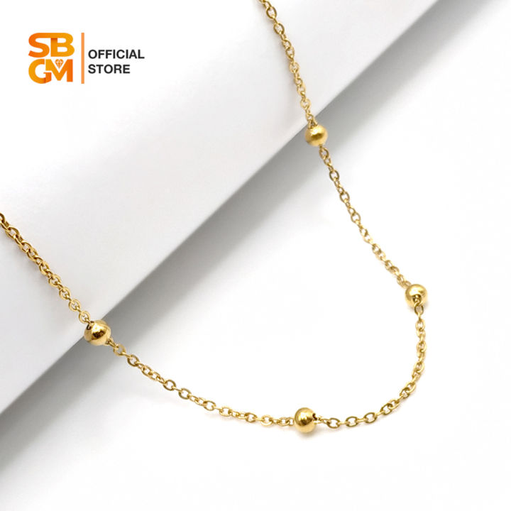 SBGM Jewelry 316L Stainless Steel 18 inches Satellite Gold Ball