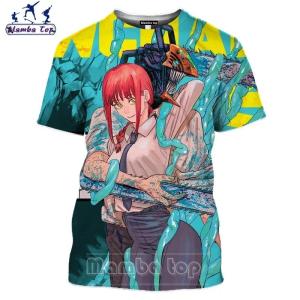 [Local Stock] VCC Summer Japanese Hot Anime Chainsaw Man3D Printed Character T-shirt Large Size Loose O Collar Short Sleeve Oversized Loose Top