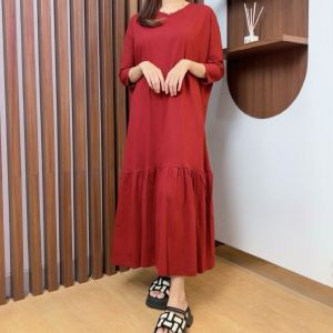 RAFELLA MIDI DRESS REMPEL PREMIUM KAOS COTTON COMBED POLOS WANITA