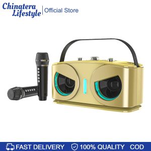 Outdoor BT Speaker with 2 Microphones Mini Karaoke Machine Rechargeable Battery for Girls Boys Family Home Party Birthday Gifts