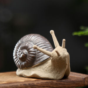 BEIBEI Cute Handmade Micro Landscape Craft Home Decoration DIY Accessories Bonsai Ornaments Ceramic Small Snail Miniatures Figurine
