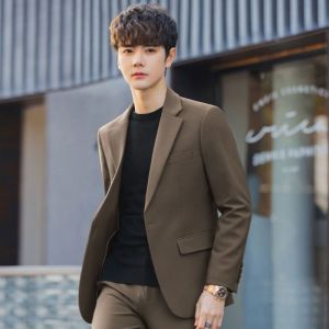 （baju lelaki） Suit Suit Men Coffee Color Suit Suit Spring Slim Fit Ruoshuai Casual Small Suit Coat Mens Korean-Style Trendy Wedding Top Suit suit mens coffee color suit spring slim ruffian handsome casual small Blazer mens Kor