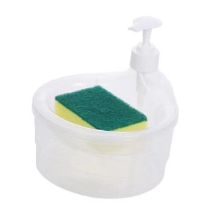 Rosy Recess Kitchen Soap Dispenser with Sponge Holder and Pump - Practical Cleaning Set for Daily Use