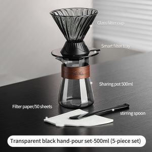 Bincoo phin pha cà phê Set Thông Minh cốc lọc Glass Rót Hơn Set Với Glass Chia Sẻ Bộ nồi 500Ml