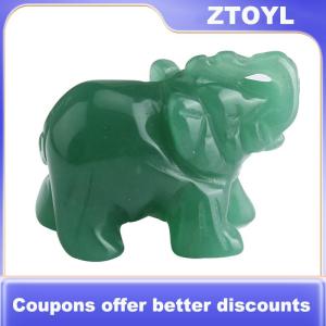 【ZTOYL】 Elephant Statue Figurine Natural Crystal Amethyst Rose Quartz jasper Animals Sto