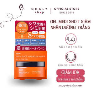 Gel dưỡng trắng và giảm nếp nhăn toàn diện Medi Shot Wrinkle & White All in One Gel 50g Nhật