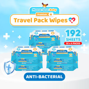 Moose Gear Baby Wipes Premium Antibacterial 192sheets 6PACKS Kills 99.9% Germs Thick & Soft