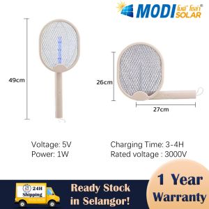MODI 2 In 1 Electric Mosquito Racket 1200mAh 3-Layers Mesh Insect Swatter With UV Lamp USB Rechargeable 3000V 電蚊拍