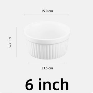 Ceramic Baking Bowl for Pudding Souffle - Underglaze Color Round Ramekin Oven Safe