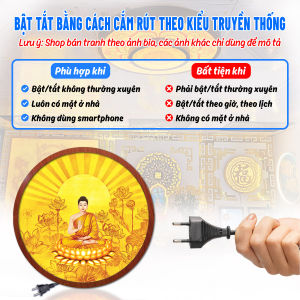 Đèn Bàn Thờ Hoa Sen Phật Thích Ca In Tranh Trúc Chỉ CHÂN THIỆN MỸ Trang Trí Phòng Thờ Treo Tượng Phật TC-HQ-132