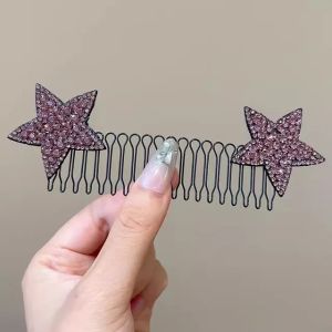 2pcs 🔥New Y2k Stars Pentagram Rhinestone Water Diamond Broken Hair Comb Organizer Back Of The Head Forehead Bangs Clips