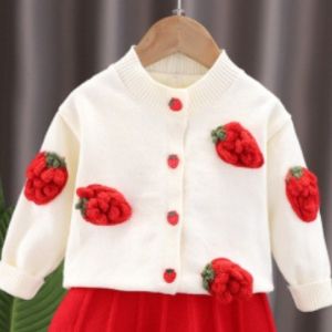 Childrens Knitted Sweater Dress 2026 New Girls Fruit Handmade Floral Dress Set Baby Fashion Childrens Clothing Top Set