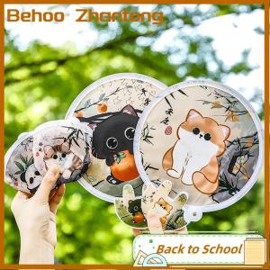 Behoo Portable Cartoon Folding Fan Kawaii Creative Foldable Fan Cool Summer Hand Fan Flying Disk Pocket Cloth Fan Gifts For Kids