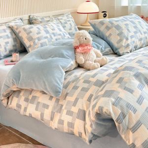 A All cotton pure cotton B Milk Coral Fleece Quilt Cover Single Piece Fleece-Lined Single Bed Cover Student Dormitory Flannel Surface Quilt Sheet LZD