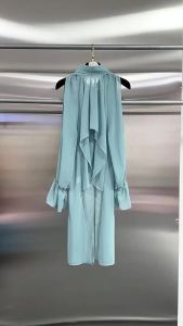 Summer Lightweight Asymmetrical Hem Blouse WomenS Off-Shoulder Loose Fit Sweet Drooping Folds Hanging Neck Chiffon Female Tops