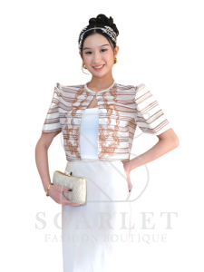High End Piña Painted Bolero With Embroidered Design