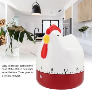 JURHOMIE White Chicken Timer 60 Minutes Plastic Kitchen Timer Cute Time Reminder Kitchen Tools