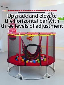 LUCKYBABE Round Baby Trampoline For Kids With Safety Net Enclosure Indoor Outdoor Bouncing Fitness Jumper Fun Activity Gear