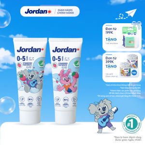 Combo 2 Kem đánh răng Jordan cho trẻ em vị dâu bước 1 cho bé 0-5 tuổi xuất xứ Na Uy