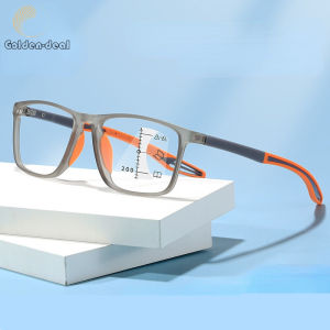 60mm Reading Glasses for Men & Women with Fashionable Design: Men's Eyewear Glasses - Sports Multi-Focus Anti-Blue Presbyopic Glasses - Plus +100/-400mm