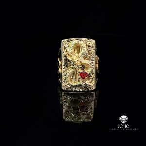 N1166 Nhẫn nam có lót lòng thiết kế hình RỒNG hột đỏ sang trọng cao cấp JOJO