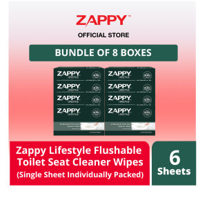 Zappy Lifestyle Flushable Toilet Seat Cleaner Wipes 6 Sheets (Single Sheet Individually Packed)