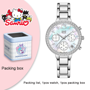(With Box/36.1mm)100% Authentic Sanrio Hello Kitty Watch for Kids Girls Quartz Watch Waterproof Soft Leather Strap Shockproof Birthday Gift 2185