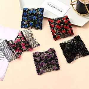 SSVFED Easy Hair Accessories Stretchy Double Hair Comb Hair Combs Clips Elasticity Magic Beads