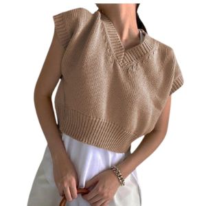 KJF - Rompi Rajut Wanita Allasky Knit Outer Vest Tanpa Lengan Korean Style Basic
