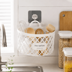 PWD0442 Multifunctional Hanging Storage Basket Drainage Shelf No Drill Bathroom Organizer Practical Plastic Kitchen Storage Basket Kitchen Use