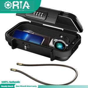 ORIA Portable Security Lock Box with Code Combination Safety Case Lock Box Waterproof Anti-Theft Mini Travel Safe with Removable Wire Rope Security Safe Box for Home Office Hotel Cars Travel