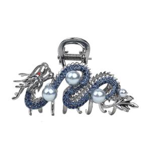 Cô Gái lễ hội Trung Quốc rồng trong con giáp kẹp tóc răng cưa năm mới Diamante kẹp tóc kẹp tóc răng cưa mát Blingbling Rhinestone toàn bộ