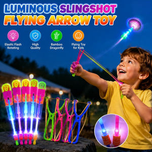 Led Slingshot Flying Arrow Toy Elastic Launcher Spinning Dragonfly Bamboo Outdoor Play Gift