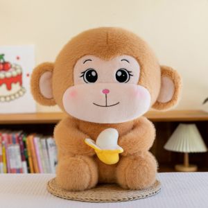 ASDOME PP Cotton Banana Monkey Plush Toy Stuffed Fluffy Monkey Stuffed Doll Plushie Toy Cartoon Banana Monkey Doll Kids Gift