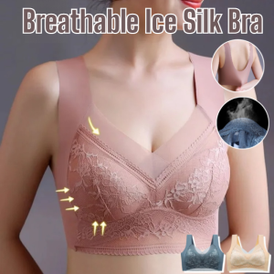 Breathable Ice Silk Bra Anti-Sagging Support For Large Bust Wireless Comfort Adjustable Thin Cup Lingerie Push Up Underwear