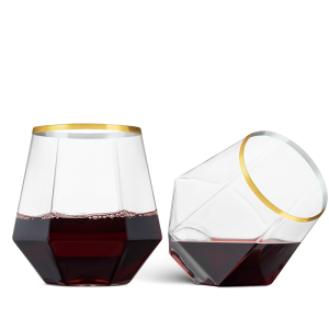 12-48PCS Diamond Plastic Wine Glasses Disposable Stemless Plastic Cups Whiskey Cocktail for Party Birthday Gathering Bars 12oz2026