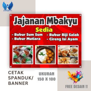 Cetak Spanduk Banner JAJANAN MBAKYU Costom Desain