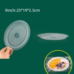YUNAFIN 10pcs/pack Dùng một lần Đĩa ăn tối Hình tròn hình oval Trong suốt Đĩa dã ngoại  Nhựa Đĩa Salad Trái Cây Ngoài trời nhà