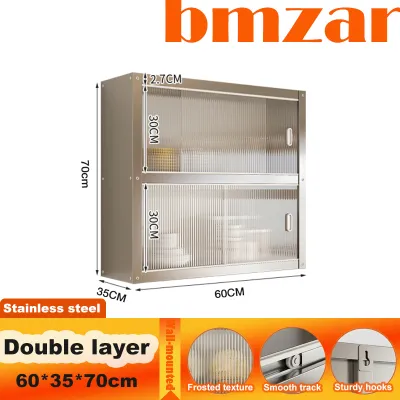 304 Kitchen Cabinet Wall Mounted Pantry/Dish Cabinet Spice Rack Glass Hanging Cabinet Wall For The Kitchen Organizer
