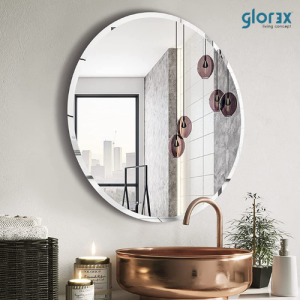 (GLOREX🇲🇾) (60/80cm) High Quality Round Frameless Mirror Round Mirror Wall Mirror Bathroom Mirror Decoration Mirror 60cm Mirror Cermin Bulat Toilet Mirror Vanity Mirror Bilik Mandi Mirror Murah Cermin [In Stock & Fast Delivery]