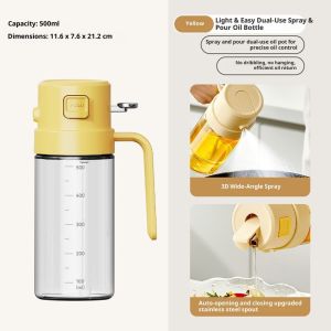 ผลไม้ดาว⭐ขวดเครื่องสเปรย์น้ำมันแบบใช้ได้สองแบบพร้อมสเปรย์แบบละอองและแรงโน้มถ่วงสำหรับทำอาหารในครัวภาชนะบรรจุน้ำมันแก้วเกรดอาหาร