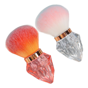 Round Head Nail Dust Brush with Crystal Shape Handle for Removing Nail Art Dust Powder Remover Makeup Blush Brushes Tool