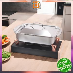 OFM-C1236 Panci Stainless Set Tutup Wadah Saji Lauk Tempat Prasmanan Luxury Panggangan Ikan Persegi