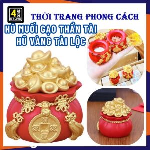 Hũ Đựng Vàng Tài Lộc TÚI THẦN TÀI May Mắn Đầu Năm Mới Hũ Đựng Muối Gạo Trang Trí Ban Thờ Bàn Làm Việc Decor Tết