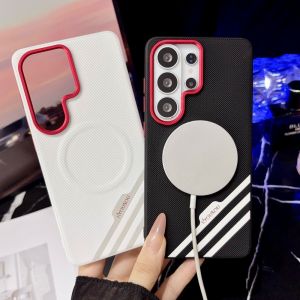 For Samsung Galaxy S26 Ultra Case Luxury Vegan Leather MagSafe Protective Back Cover For Samsung S26 S25 Plus Shell