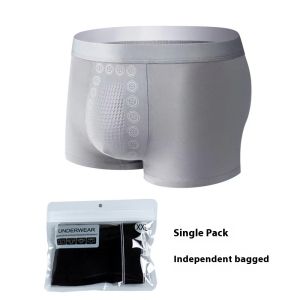 LIVE GREAT กางเกงบ็อกเซอร์ความสะดวกสบายของผู้ชายที่มีจุดนวดระบายอากาศได้ดีและป้องกันแบคทีเรียเอวขนาดกลางนมผ้าไหมนุ่ม